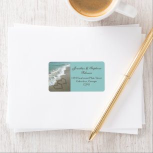 Romantic Sand Hearts Beach Address Label