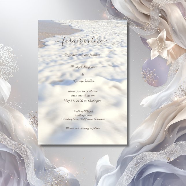 romantic sandy beige beach vibes coastal wedding invitation (Creator Uploaded)
