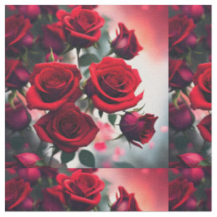 Romantic Scarlet Red Roses, Fabric