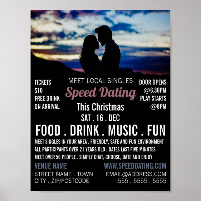 Romantic Scene, Speed Dating Event Advertising Poster (Front)