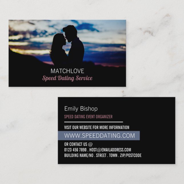 Romantic Scene, Speed Dating Event Organizer Business Card (Front/Back)