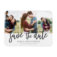 Romantic Script 3 Photo Collage Save The Date