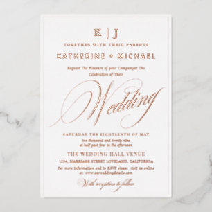 Romantic Script Calligraphy Monogram Gold Wedding