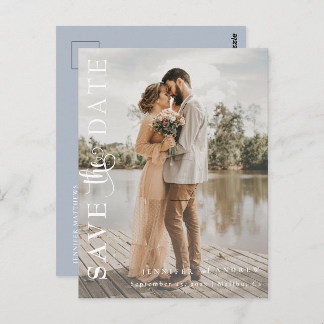 Romantic Script | Calligraphy Save the Date Postcard (Front/Back)