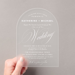 Romantic Script Calligraphy Simple & Chic Wedding Acrylic Invitations
