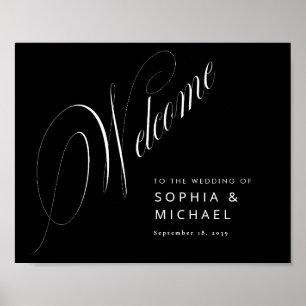 Romantic Script Calligraphy Wedding Welcome Sign