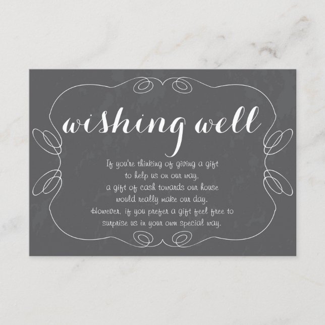 Romantic Script Chalkboard Wishing Well Cards (Front)