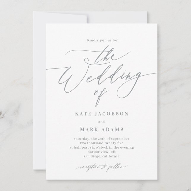 Romantic Script EDITABLE COLOR Wedding Invitation (Front)