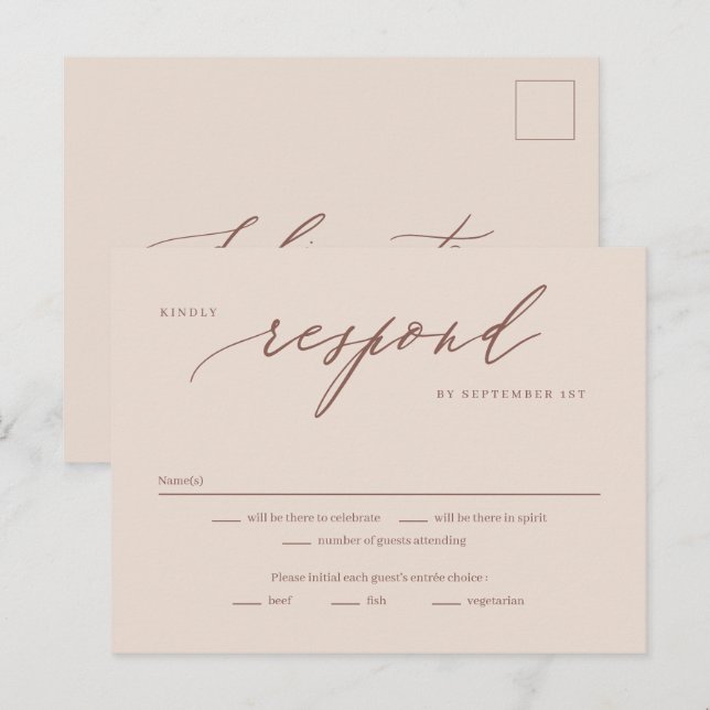 Romantic Script Editable Colour RSVP Reply Card (Front/Back)
