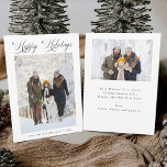 Romantic Script Happy Holidays Christmas 2 Photo Holiday Card<br><div class="desc">Modern elegant calligraphy holiday photo card with an additional photo and text on the back.  For more advanced customisation of this design,  please click the BLUE DESIGN TOOL BUTTON above!</div>