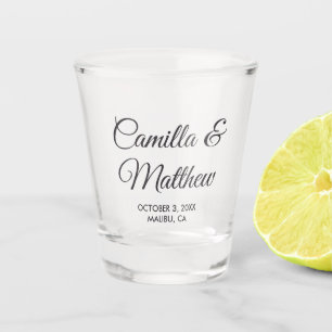 Romantic Script Personalised Wedding Shot Glasses