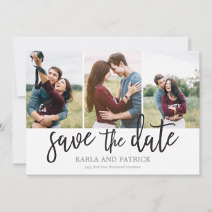 Romantic Script Photo Collage Save The Date