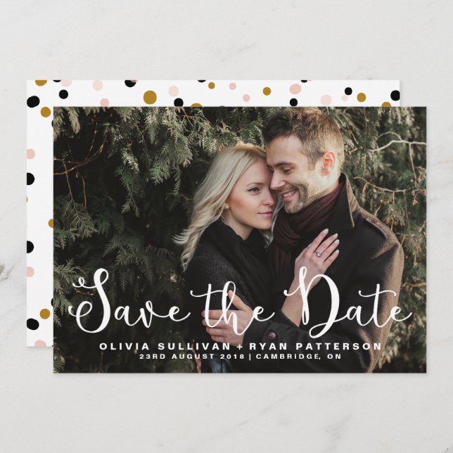 Romantic Script | Photo Save the Date Announcement (Front/Back)