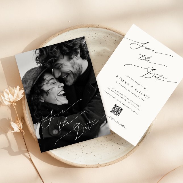  Romantic Script Photo Save the Date Invitation (Creator Uploaded)