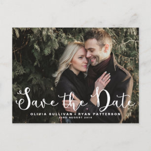 Romantic Script Photo Save the Date Postcard