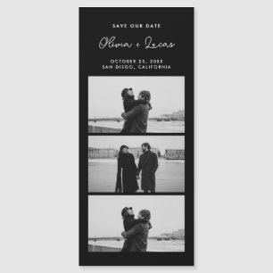 Romantic Script Photo Strip Magnetic Black Wedding