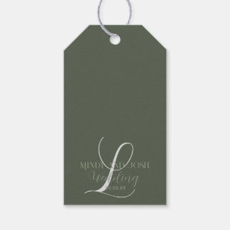 Romantic Script Sage Green Initial Wedding   Gift Tags