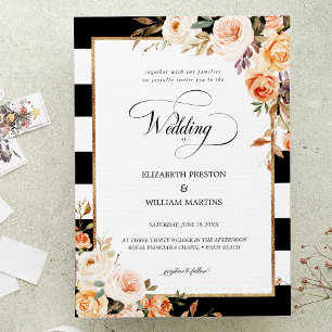Romantic Script Terracotta Floral Wedding Invitation