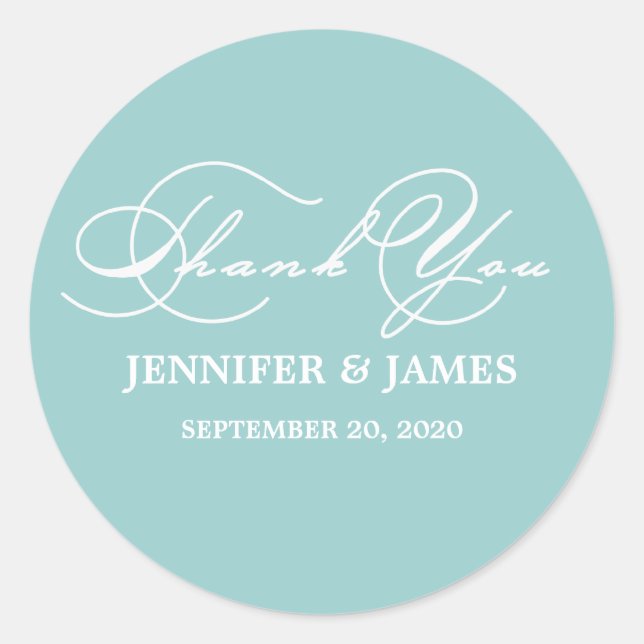 Romantic Script Thank You Wedding Favour Label (Front)