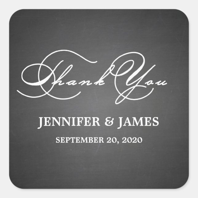 Romantic Script Thank You Wedding Favour Labels (Front)