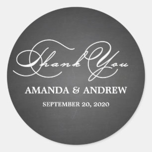 Romantic Script Thank You Wedding Favour Labels
