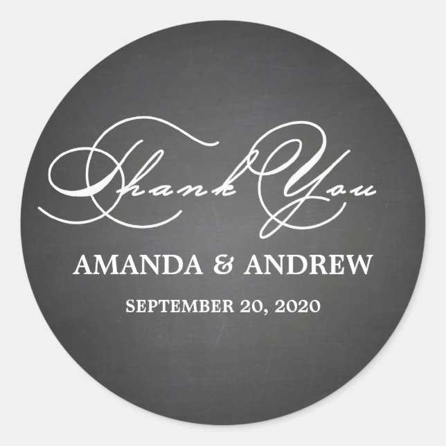 Romantic Script Thank You Wedding Favour Labels (Front)