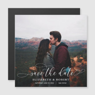 Romantic Script Wedding Photo Save the Date