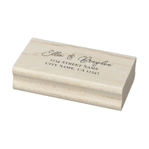 Romantic Script Wedding Return Address Rubber Stam Rubber Stamp
