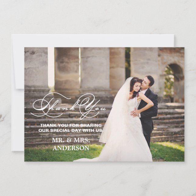 ROMANTIC SCRIPT | WEDDING THANK YOU PHOTO CARD (Front)