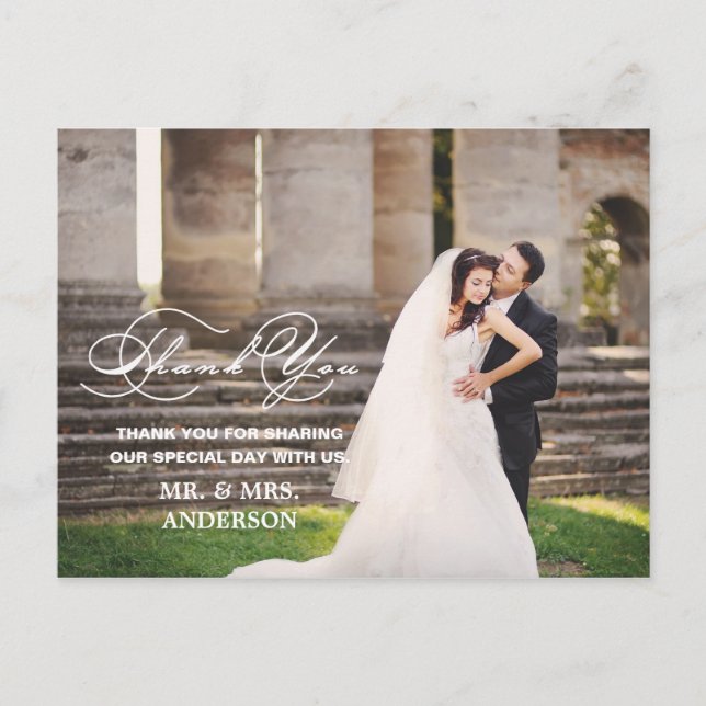 ROMANTIC SCRIPT | WEDDING THANK YOU POSTCARD (Front)