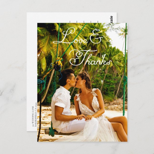 Romantic Script Wedding Thank You Postcard (Front/Back)