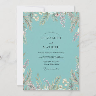 Romantic Seafoam Watercolor Foliage Wedding Invitation