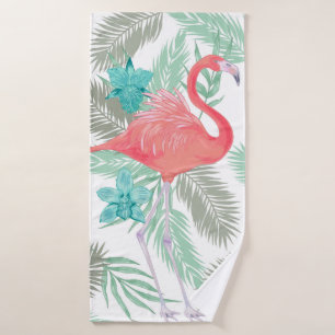 Romantic seamless pattern with flamingo bird and o bath towel