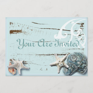 Romantic Seashells Beach Wedding Invitation