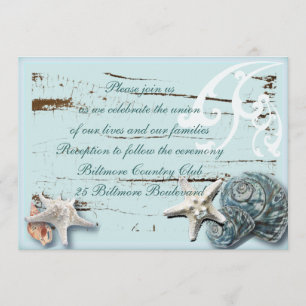Romantic Seashells Beach Wedding Invitation