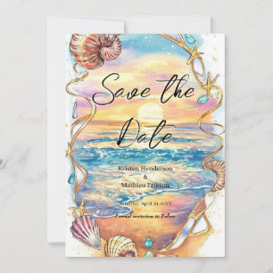 Romantic Seashells Beach Wedding Save The Date