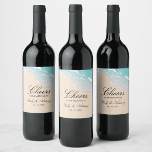 Romantic Seashore Reception Beverage Celebration Wine Label