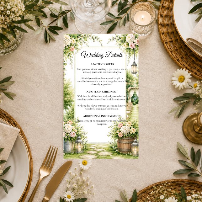 Romantic Secret Garden Elegance Wedding  Enclosure Card (Creator Uploaded)