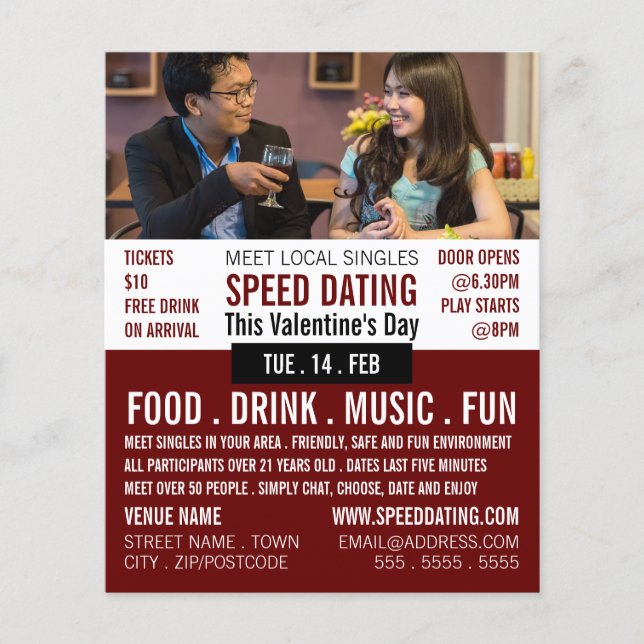 Romantic Setting, Speed Dating Event Advertising Flyer (Front)