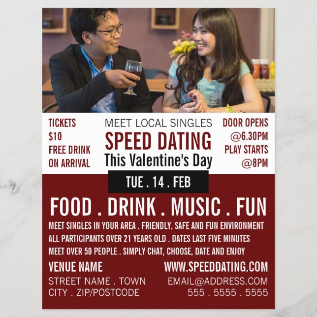 Romantic Setting, Speed Dating Event Advertising Flyer (Front)