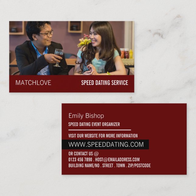Romantic Setting, Speed Dating Event Organizer Business Card (Front/Back)