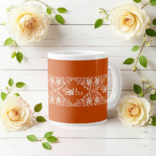 Romantic Shabby Chic Burnt Orange Mrs Wedding Mug