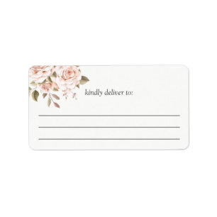 Romantic Shabby Chic Coral Roses Large Write-On Label