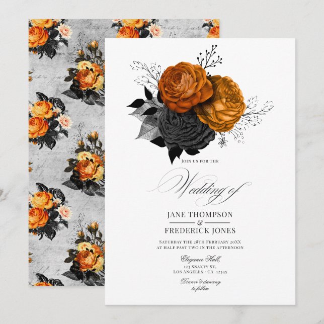 Romantic Shabby-Chic Gothic Floral Invitation (Front/Back)