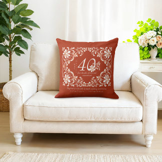 Romantic Shabby Chic Red Rust 40th Anniversary Cushion