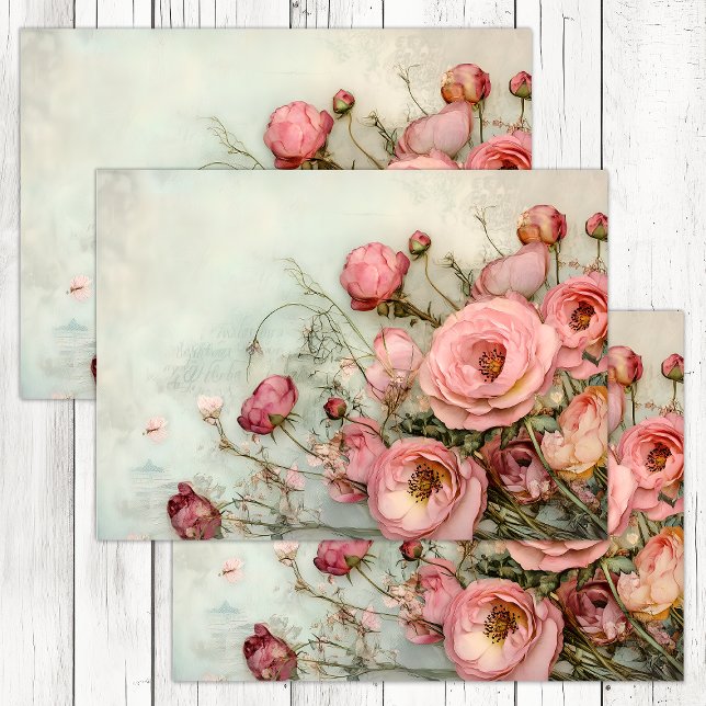 ROMANTIC SHABBY ROSES DECOUPAGE TISSUE PAPER (ROMANTIC SHABBY ROSES DECOUPAGE TISSUE PAPER)
