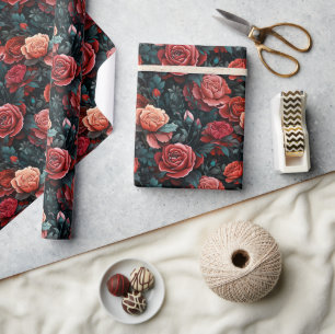 Romantic Shades of Red Roses Wrapping Paper