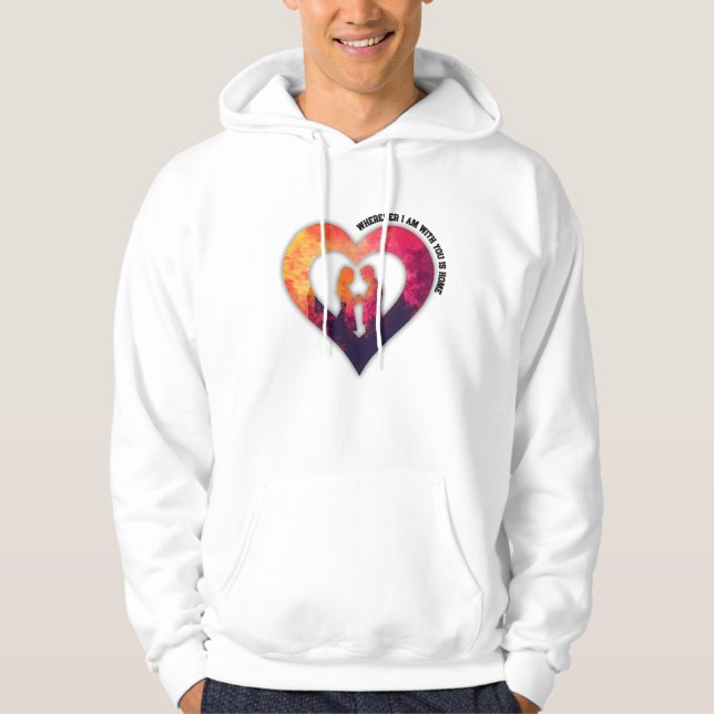 Romantic Silhouette Heart Couple Valentine's Day  Hoodie (Front)