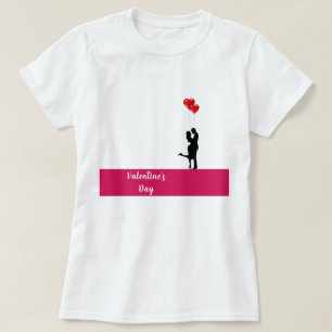 Romantic silhouette loving couple. Valentines Day  T-Shirt