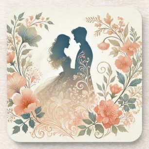 Romantic Silhouette of a Couple Coaster